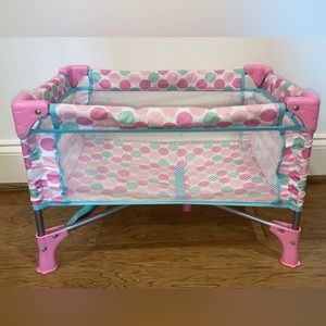 SOLD!! Baby Doll Play Bed / Push On High Chair - for dolls
